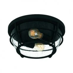 Cheapest 🥰 Patriot Lighting® Haley Matte Black 2-Light Flush Mount Ceiling Light ⭐ -Patriot Lighting Sales 3518734 Alt5V1