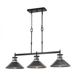 Deals ⌛ Patriot Lighting® Ashtyn Matte Black & Charcoal Patina 3-Light Island Light 👍 -Patriot Lighting Sales 3518785 Alt2