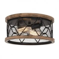 Coupon 😍 Patriot Lighting® Elegant Home Bodhi Black & Replica Wood 2-Light Flush Mount Ceiling Light 👍
