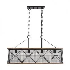 Buy 😉 Patriot Lighting® Elegant Home Bodhi Black & Replica Wood 4 Light Island Light ❤️ -Patriot Lighting Sales 3519127 Alt1