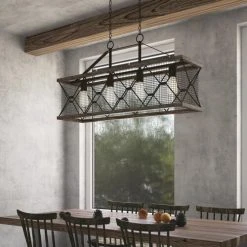 Buy 😉 Patriot Lighting® Elegant Home Bodhi Black & Replica Wood 4 Light Island Light ❤️ -Patriot Lighting Sales 3519127 Alt4