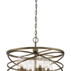 Budget 🔥 Patriot Lighting® Metal Caged 4-Light Antique Silver Leaf Chandelier 🤩