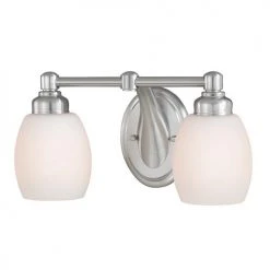 Discount ⭐ Patriot Lighting® Olympia Satin Nickel 2-Light Vanity Light 🧨