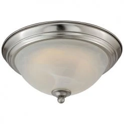 Hot Sale ⌛ Patriot Lighting® Payton Satin Nickel Integrated LED Flush Mount Ceiling Light 🔔