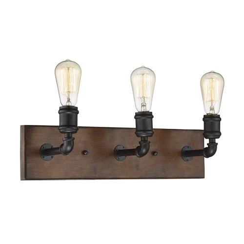 Flash Sale ⭐ Patriot Lighting® Elegant Home Steele Replica Wood With Antique Black 3-Light Vanity Light 🤩 -Patriot Lighting Sales 352 7605 P Alt1