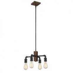 Cheapest ✔️ Patriot Lighting® Elegant Home Steele 4-Light Replica Wood With Antique Black Chandelier 🔥