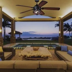Promo 🤩 Patriot Lighting™ Dalebrooke 54" Black & Replica Wood Indoor/Outdoor LED Ceiling Fan 🥰 -Patriot Lighting Sales 355 0607 IU 1