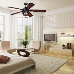Promo 🤩 Patriot Lighting™ Dalebrooke 54" Black & Replica Wood Indoor/Outdoor LED Ceiling Fan 🥰 -Patriot Lighting Sales 355 0607 IU