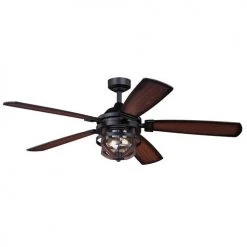 Promo 🤩 Patriot Lighting™ Dalebrooke 54" Black & Replica Wood Indoor/Outdoor LED Ceiling Fan 🥰