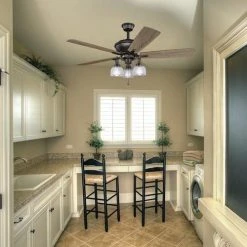 Hot Sale ⭐ Patriot Lighting® Orleans II 3-Light Oil-Rubbed Bronze LED Ceiling Fan Light 🛒 -Patriot Lighting Sales 355 3104 IU