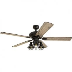 Flash Sale 🧨 Patriot Lighting™ Crown Point 52" Matte Black Industrial Indoor LED Ceiling Fan ⌛
