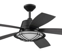 Promo 🛒 Patriot Lighting™ 54" Tess Matte Black Indoor/Outdoor Integrated LED Ceiling Fan 🎉