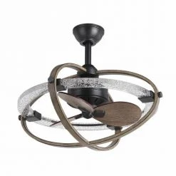 Budget ⌛ Patriot Lighting® Elegant Home Brooklyn 22" Natural Iron & Distressed Faux Wood Indoor LED Fandelier ⭐ -Patriot Lighting Sales 3550706 Alt1