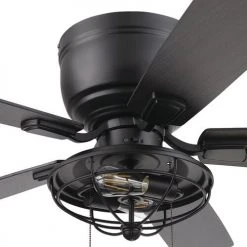 Flash Sale ⭐ Patriot Lighting™ Annetta 52" Matte Black LED Indoor/Outdoor Ceiling Fan 😉 -Patriot Lighting Sales 3550748 20778 Closeup SideA