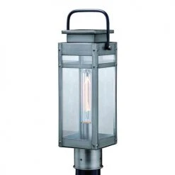 Outlet ✨ Patriot Lighting® Clermont Brushed Pewter And Textured Black Post Light 😍