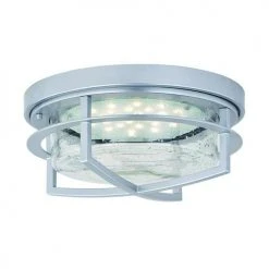 Budget 🌟 Patriot Lighting® Uptown Painted Satin Nickel LED Outdoor Flush Mount Ceiling Light ⭐