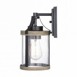 Cheap ⌛ Patriot Lighting® Elegant Home Brooklyn Natural Iron & Distressed Faux Wood Outdoor Wall Light 🎁 -Patriot Lighting Sales 3561115 Alt2