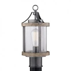 Wholesale 🧨 Patriot Lighting® Elegant Home Brooklyn Natural Iron & Distressed Faux Wood Post Light ✔️