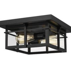 Coupon 🛒 Patriot Lighting® Ward Matte Black Flush Mount Outdoor Ceiling Light 🎉 -Patriot Lighting Sales 3561189 P ALT5
