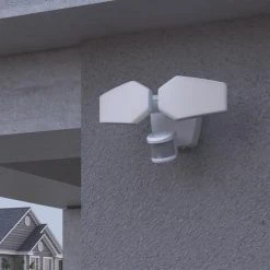 Brand new 🔔 Patriot Lighting® Dualux White LED Dual Head Motion Sensor Link Outdoor Security Flood Light 😍 -Patriot Lighting Sales 3569448 Alt8