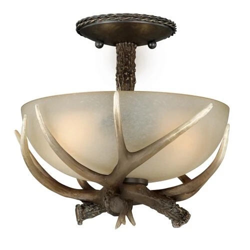 Brand new ❤️ Patriot Lighting® Yoho Black Walnut Antler Semi-Flush Mount Ceiling Light ✨ 3 Brand new ❤️ Patriot Lighting® Yoho Black Walnut Antler Semi-Flush Mount Ceiling Light ✨