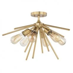 New 🔥 Patriot Lighting® Estelle Nautral Brass 6 Light Semi-Flush Mount Ceiling Light ✔️
