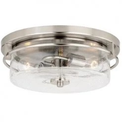 Best Sale 🔔 Patriot Lighting® Addison Satin Nickel Flush Mount Ceiling Light ✔️