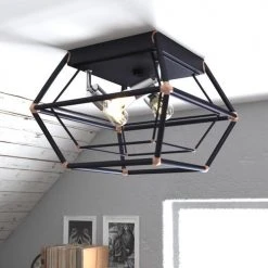 Budget 🥰 Patriot Lighting® Bartlett Oil Rubbed Bronze 3 Light Flush Mount Ceiling Light ✨ -Patriot Lighting Sales C0241 L2