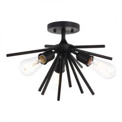 Discount ⭐ Patriot Lighting® Estelle Matte Black 3 Light Semi-Flush Mount Ceiling Light ✨