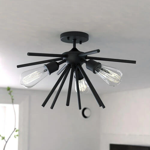 Discount ⭐ Patriot Lighting® Estelle Matte Black 3 Light Semi-Flush Mount Ceiling Light ✨ 8 Discount ⭐ Patriot Lighting® Estelle Matte Black 3 Light Semi-Flush Mount Ceiling Light ✨ - Image 6
