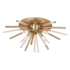 Outlet 🎉 Patriot Lighting® Aria Natural Brass Flush Mount Ceiling Light ⌛