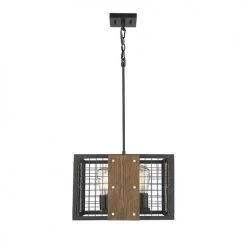 Best Pirce ✨ Patriot Lighting® Elegant Home Finn III Black Rustic Wood Cage Pendant 🎉