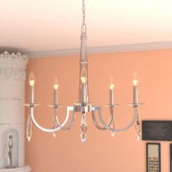 New 🔥 Patriot Lighting® Hoyne Polished Nickel 5 Light Chandelier 👍 -Patriot Lighting Sales H0243 L2