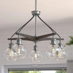Best Sale ✔️ Patriot Lighting® Avondale Satin Nickel 5 Light Chandelier 🌟 -Patriot Lighting Sales H0256 L2