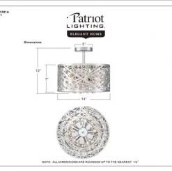 Hot Sale 💯 Patriot Lighting® Elegant Home Braylen Chrome 5-Light Semi-Flush Mount Ceiling Light ✔️ 11 Hot Sale 💯 Patriot Lighting® Elegant Home Braylen Chrome 5-Light Semi-Flush Mount Ceiling Light ✔️ -Patriot Lighting Sales MND3381Adimensionimage