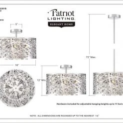 Top 10 🧨 Patriot Lighting® Elegant Home Braylen Chrome 6-Light Pendant ✔️ -Patriot Lighting Sales MND3381Bdimensionimage