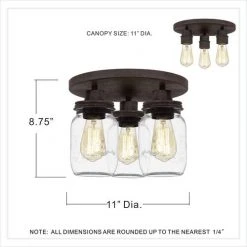 Top 10 ✨ Patriot Lighting® Wheland Matte Black 3-Light Semi-Flush Mount Ceiling Light 🔥 9 Top 10 ✨ Patriot Lighting® Wheland Matte Black 3-Light Semi-Flush Mount Ceiling Light 🔥 -Patriot Lighting Sales MND4244E DIM