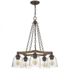 Best Sale 🔔 Patriot Lighting® Elegant Home Astaria 5-Light Matte Black & Faux Wood Chandelier ⭐ -Patriot Lighting Sales MND4326A 2