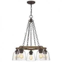 Best Sale 🔔 Patriot Lighting® Elegant Home Astaria 5-Light Matte Black & Faux Wood Chandelier ⭐ -Patriot Lighting Sales MND4326A 3