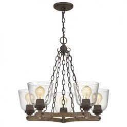 Best Sale 🔔 Patriot Lighting® Elegant Home Astaria 5-Light Matte Black & Faux Wood Chandelier ⭐ -Patriot Lighting Sales MND4326A 6