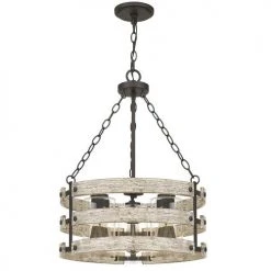 Best reviews of ❤️ Patriot Lighting® Elegant Home Darring Matte Black & Faux Wood 3-Light Pendant ✨ -Patriot Lighting Sales MND4335A 2