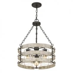 Best reviews of ❤️ Patriot Lighting® Elegant Home Darring Matte Black & Faux Wood 3-Light Pendant ✨ -Patriot Lighting Sales MND4335A 3