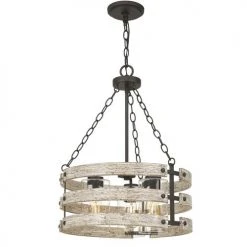 Best reviews of ❤️ Patriot Lighting® Elegant Home Darring Matte Black & Faux Wood 3-Light Pendant ✨ -Patriot Lighting Sales MND4335A 4