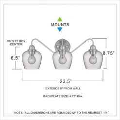 Best Pirce ⭐ Patriot Lighting® Shira Brushed Nickel 3-Light Vanity Light ⌛ -Patriot Lighting Sales MND4415C1 DIM