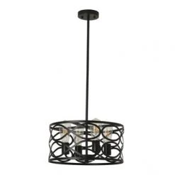Hot Sale ⌛ Patriot Lighting® Phinny Matte Black 4-Light Pendant/Semi-Flush Mount Ceiling Light 👍