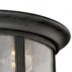 Coupon 💯 Patriot Lighting® Hanover Brushed Iron 2-Light Outdoor Flush Mount Light ✨ -Patriot Lighting Sales T0155 3