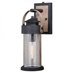 Promo 😀 Patriot Lighting® Cumberland Textured Dark Bronze And Burnished Oak Outdoor Wall Light ✨