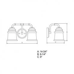 Discount 👏 Patriot Lighting® Toledo Satin Nickel 2 Light Vanity Light 👏 15 Discount 👏 Patriot Lighting® Toledo Satin Nickel 2 Light Vanity Light 👏 -Patriot Lighting Sales W0240 DWG