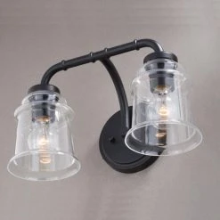Outlet 🥰 Patriot Lighting® Toledo Matte Black 2 Light Vanity Light ⭐ -Patriot Lighting Sales W0349 4