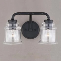 Outlet 🥰 Patriot Lighting® Toledo Matte Black 2 Light Vanity Light ⭐ -Patriot Lighting Sales W0349 5